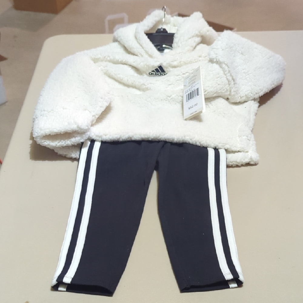 adidas Kids White Fleece Set